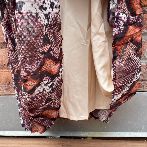 Karen Millen Pleated Collared Snakeskin Print Belted Maxi Shirtdress 2P NWT - Picture 9 of 13